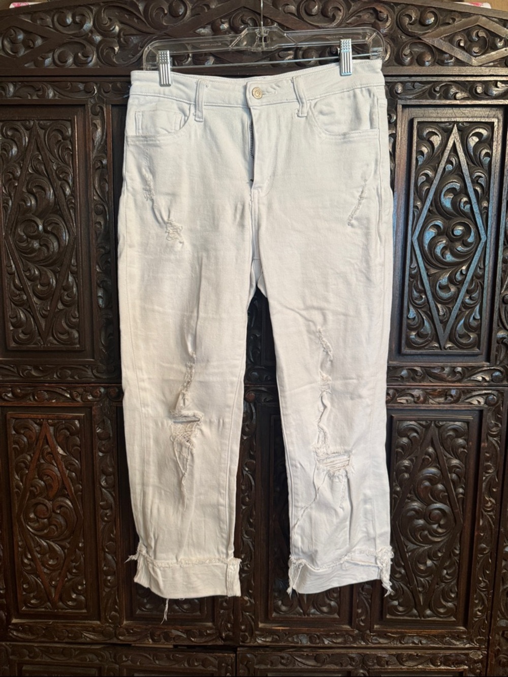 Flying Monkey White Distressed Cropped Jeans